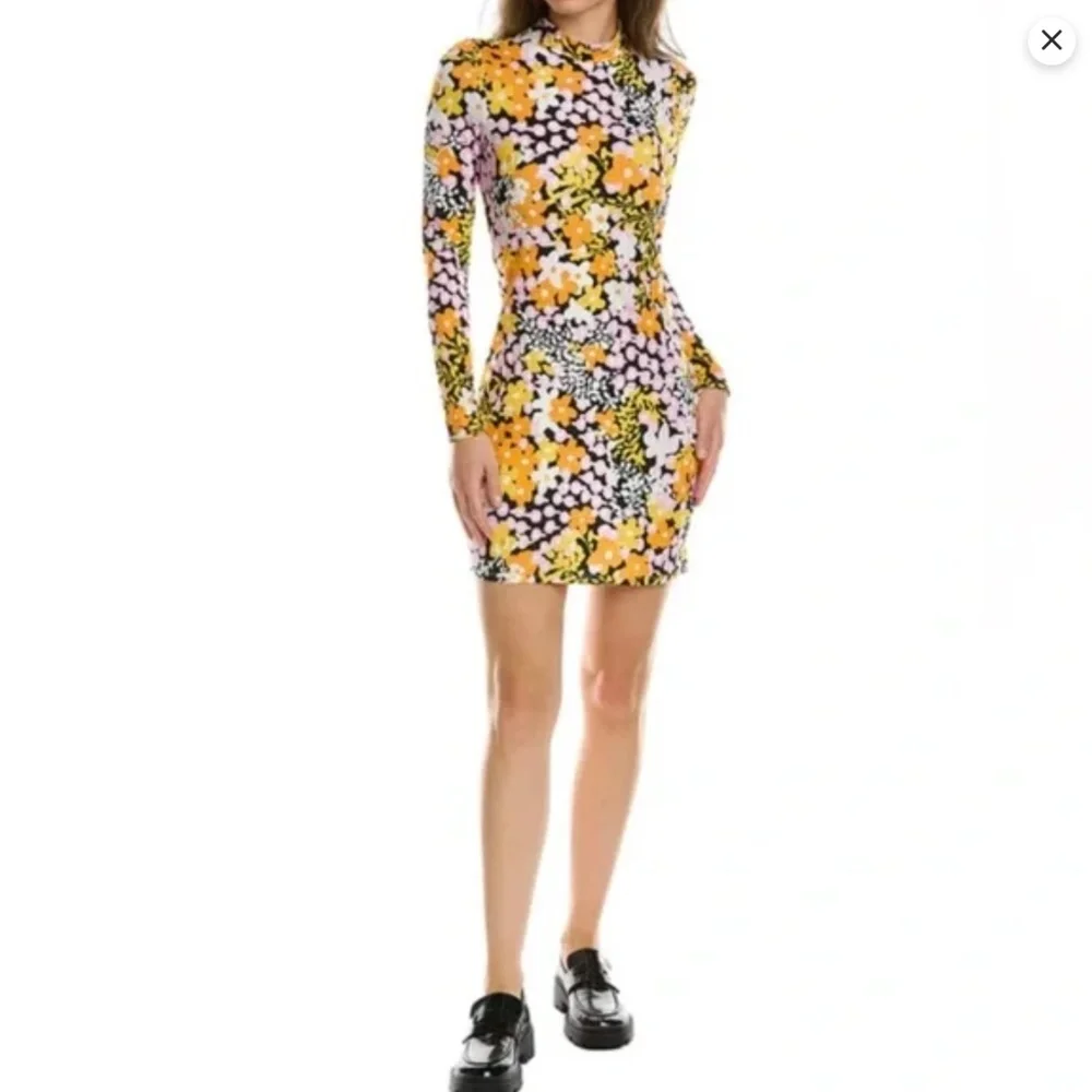 REDUCED NWOT TED BAKER FLORAL MINI DRESS LONG SLEEVE XS-S